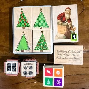 12 Christmas Themed Rubber Mounted Wood Stamps- Hero Arts, Stampabilities